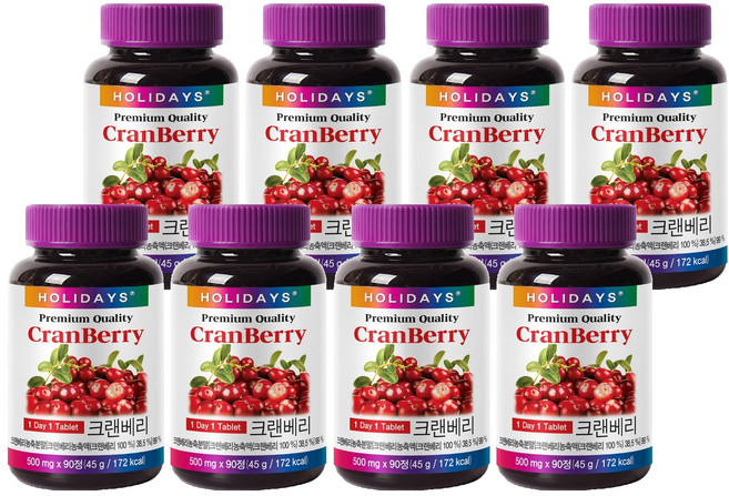 홀리데이즈 프리미엄 크랜베리 타블렛, 90정, 8개