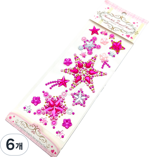 인아트 다용도 예쁜 보석 스티커, 펜타스타로즈, 6개