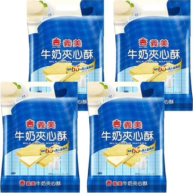 義美 夾心酥 牛奶, 400g, 4袋