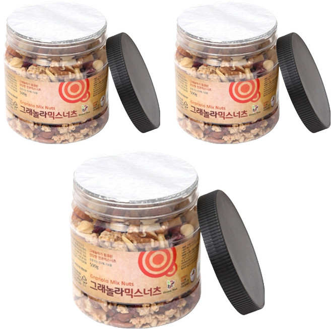 그린너트 믹스너트 용기, 500g, 3개