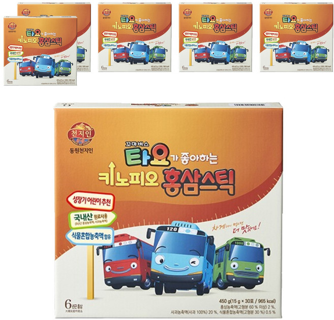 천지인 타요가 좋아하는 키노피오 홍삼스틱, 450g, 6개