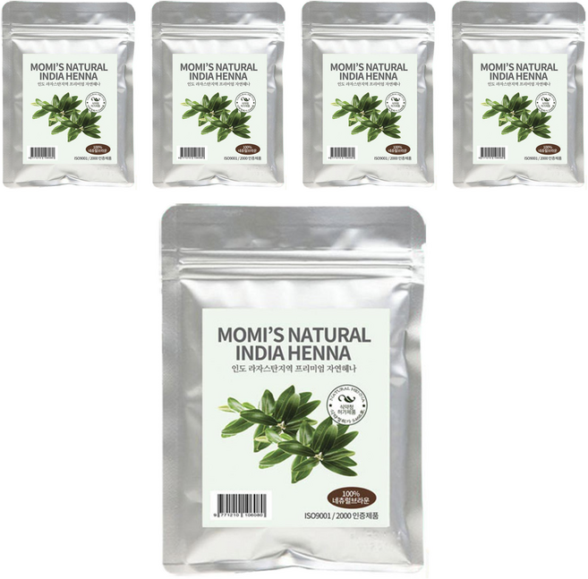 모미스 네츄럴 인디아 헤나 100g, 내츄럴브라운, 5개