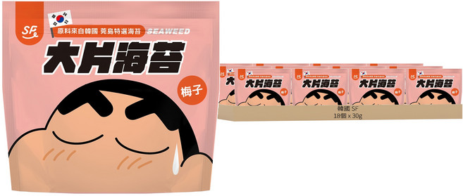 SUNFRIEND 蠟筆小新大片海苔 梅子, 18個, 30g