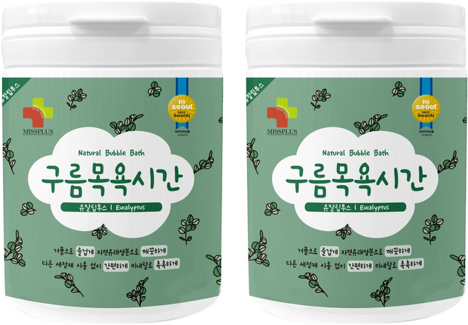 미스플러스 구름목욕시간 대팩 입욕파우더 유칼립투스, 500g, 2개