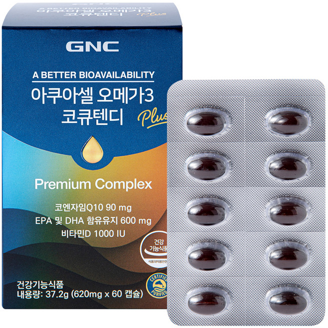 GNC 아쿠아셀 오메가3 코큐텐디 37.2g, 60정, 1개