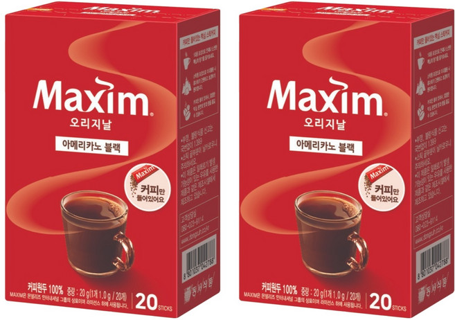 맥심 오리지날 블랙 스틱커피, 1g, 20개입, 2개