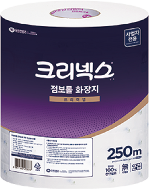 크리넥스 2겹 프리미엄 점보롤, 250m, 1개, 3개입