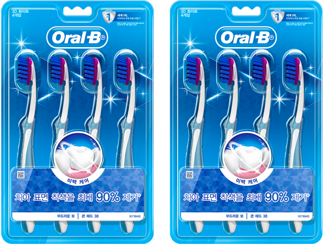 오랄비 프로플렉스 3D 화이트 칫솔, 4개입, 2개