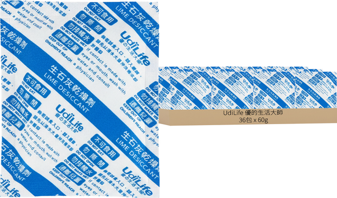 UdiLife 優的生活大師 濕飽包 乾燥劑 除濕 防潮 防霉 生石灰 除濕劑 WG9655A, 360g, 6袋