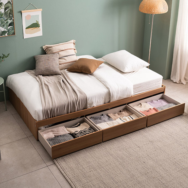 삼익가구 조이 빅서랍 3단 수납 침대 + 본넬매트리스 세트 방문설치, 오크