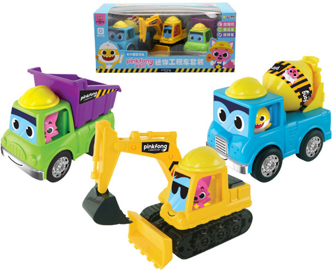 ThePinkfongCompany 迷你工程車 挖掘機 + 攪拌機 + 砂石車 3入套裝組 3歲以上, 1組
