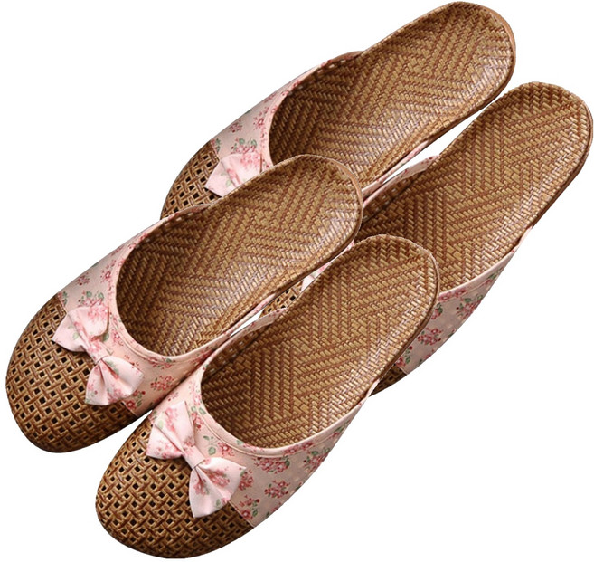 앤티스 썸머 라탄 논슬립 여성 거실화, 핑크, 2개