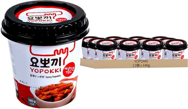 YOPOKKI 辣炒年糕杯 甜辣味, 140g, 12個