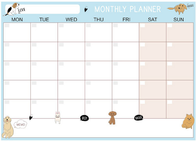 AA 晶裕荃 奈米軟性磁鐵月曆 WB65C-A301 藍色 狗 42 x 29.7cm 1個