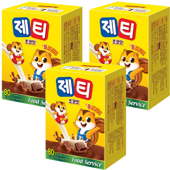 제티 동서 쵸코렛맛 분말, 17g, 80개입, 3개