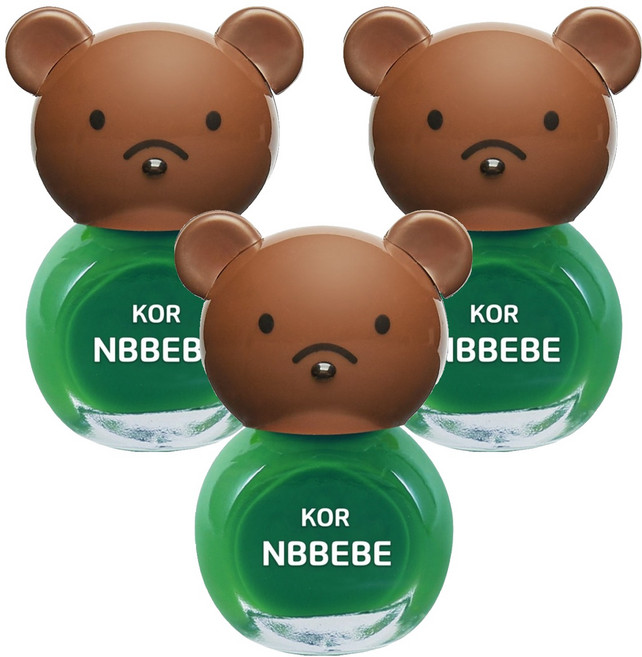 Nbbebe 兒童用指甲油, 大地綠, 3瓶