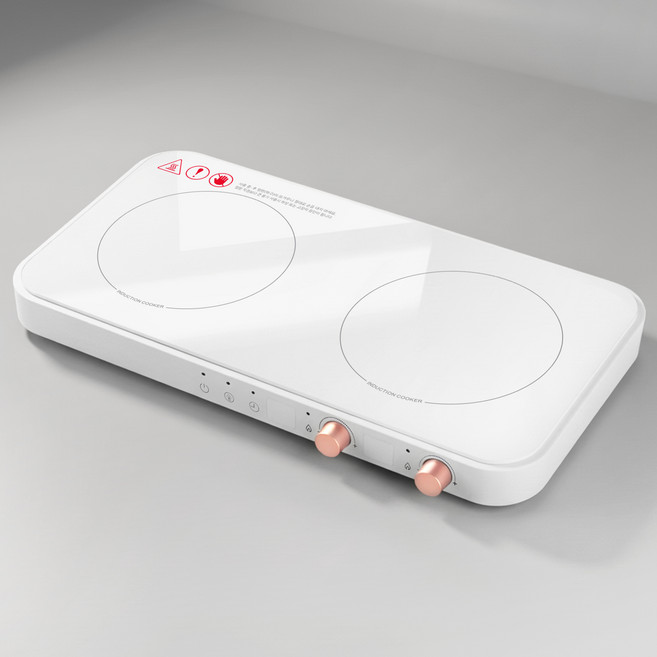 홈플래닛 2800W 슬림디자인 인덕션 전기레인지 2구 화이트, 프리스탠딩, FS-IRC121G