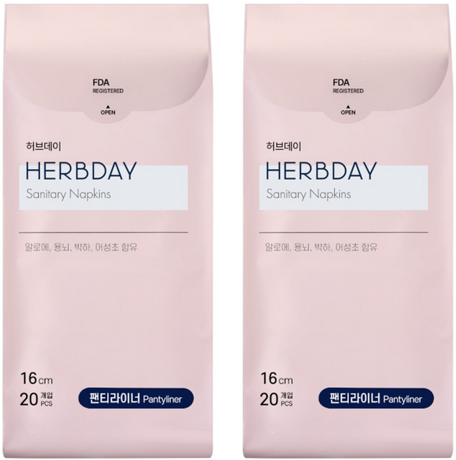 허브데이 팬티라이너, 일반, 20개입, 2개