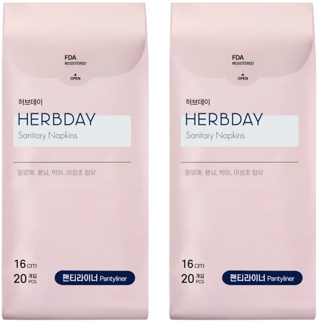 허브데이 팬티라이너, 일반, 20개입, 2개 - 쿠팡
