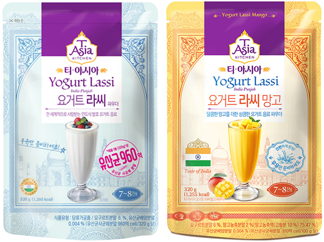 티아시아키친 라씨 요거트 파우더 + 망고 파우더, 1세트, 320g, 2개입