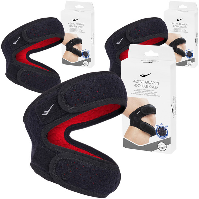 프로스펙스 액티브 무릎 보호대 이중 엑스형, 3개, 블랙