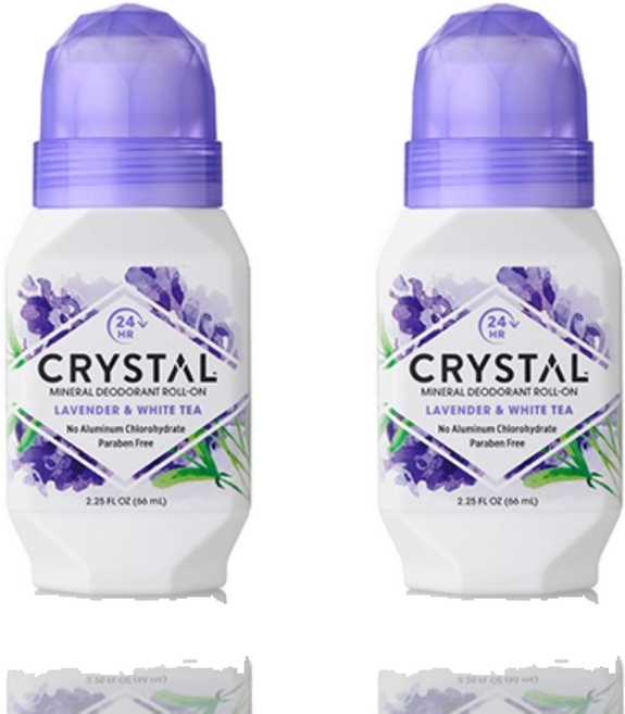 크리스탈 바디 데오드란트 롤온타입 라벤더 & 화이트티, 2개, 66ml