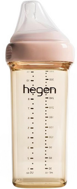 hegen 金色奇蹟 PPSU 多功能方圓型寬口奶瓶, 嫣粉, 330ml, 1個