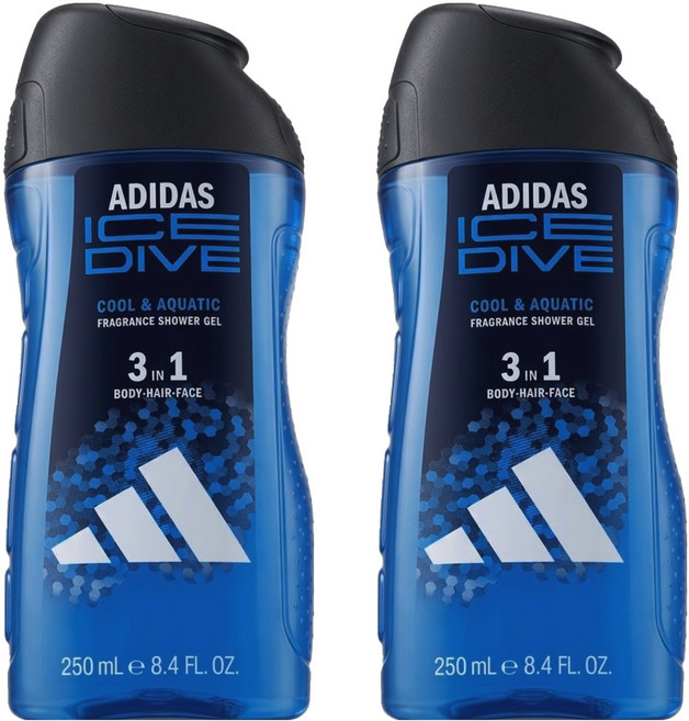 adidas 愛迪達 男性3合1潔顏洗髮沐浴露 超越沁涼, 250ml, 2瓶