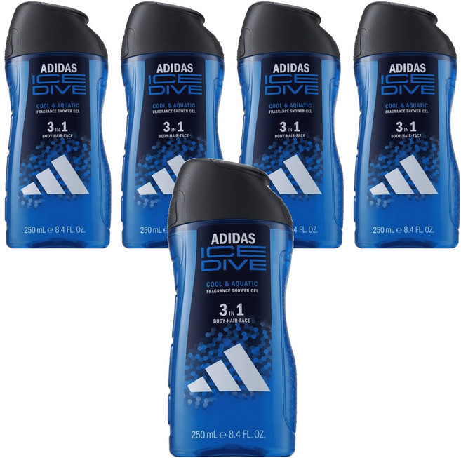 adidas 愛迪達 男性3合1潔顏洗髮沐浴露 超越沁涼, 250ml, 5瓶