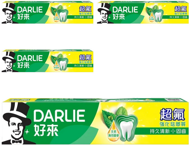 DARLIE 好來 超氟強化琺瑯質牙膏, 120g, 1入, 4條