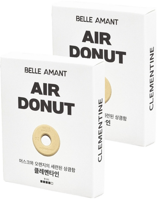 벨르아망 에어도넛 차량용 방향제 리필, 2개, 클레멘타인