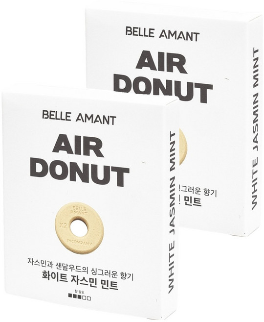 벨르아망 에어도넛 차량용 방향제 리필, 2개, 화이트 자스민 민트