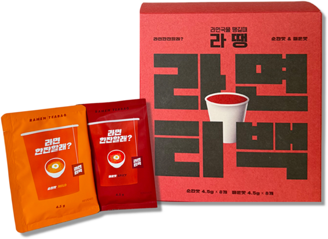 라면티백 순한맛 4.5g 8p + 매운맛 4.5g 8p 세트, 1세트