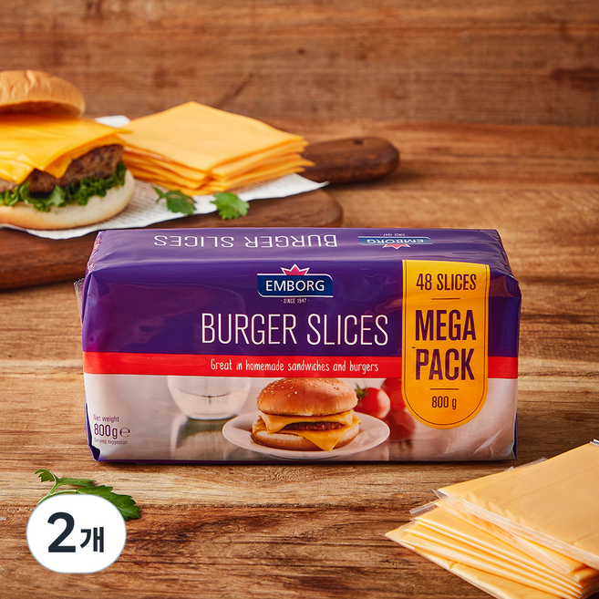 엠보그 버거용 슬라이스 치즈, 800g, 1개입, 2개