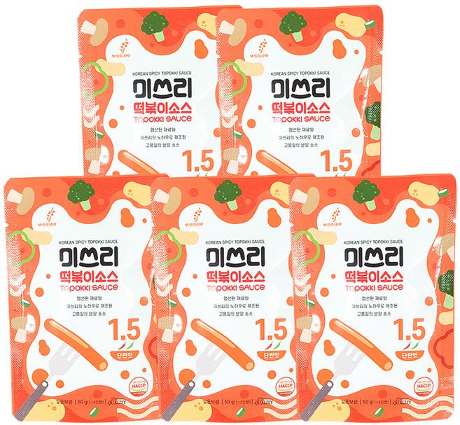 미쓰리 떡볶이 소스 1.5 단짠맛, 50g, 5개