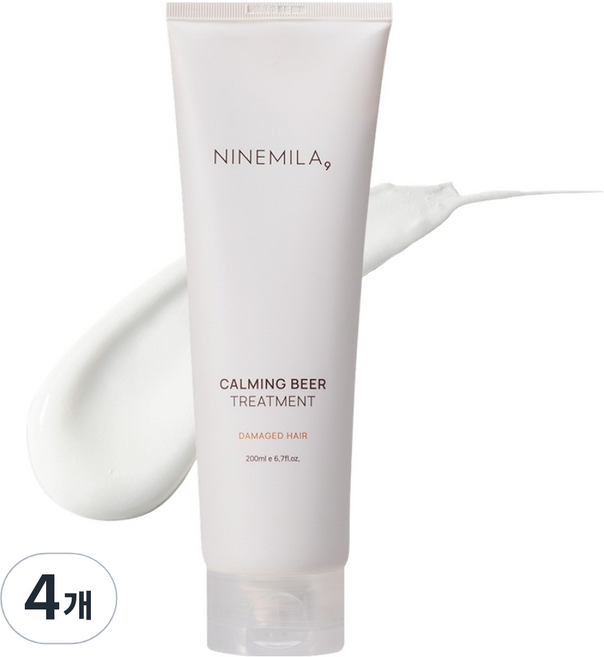 나인밀라 카밍비어 맥주효모 헤어 트리트먼트, 200ml, 4개