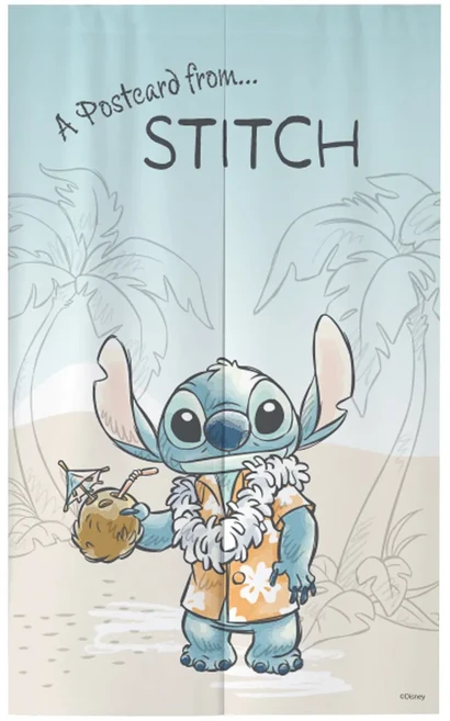 收納王妃 迪士尼半分式長布簾, 夏威夷史迪奇