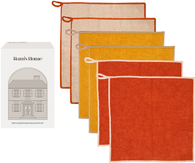 람스홈 딥클린 극세사 주방 행주 6p, 1세트