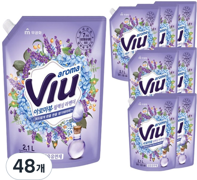 아로마뷰 섬유유연제 릴렉싱 라벤더 리필, 2.1L, 48개