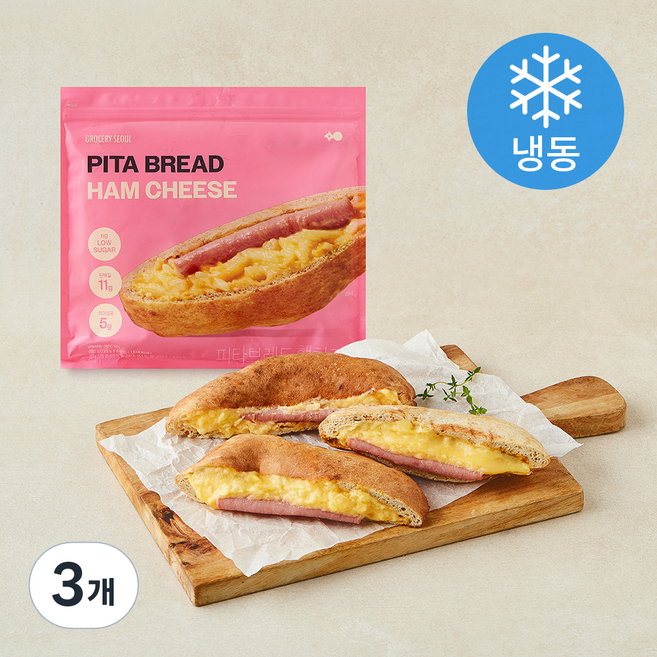 그로서리서울 피타브레드 햄치즈 (냉동), 120g, 3개, 4개입