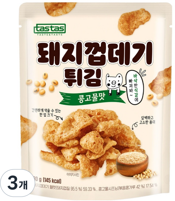 타스타스 돼지껍데기 튀김 콩고물맛, 3개, 30g