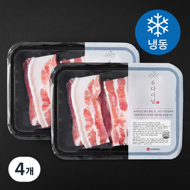 6다이닝 듀록 꽃삼겹살 (냉동), 300g, 4개