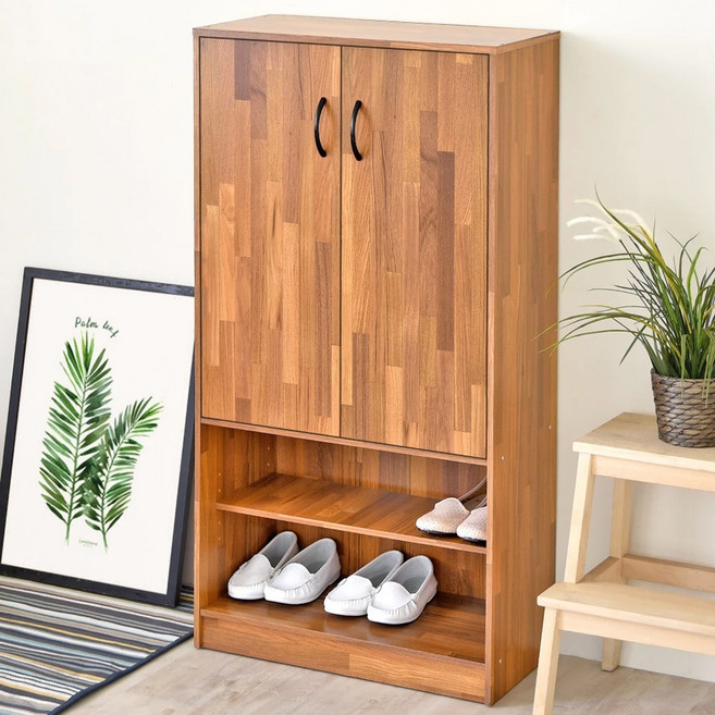 HOPMA 合馬家具 工業風機能雙門鞋櫃 玄關收納 大容量置物 台灣製 C-220DPTK-R1, 拼版柚木, 6層