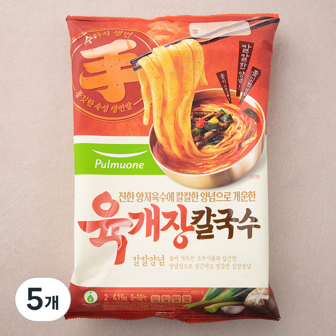 풀무원 육개장 칼국수 2인분, 415g, 5개