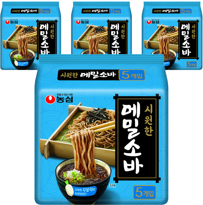 농심 메밀소바, 635g, 4개