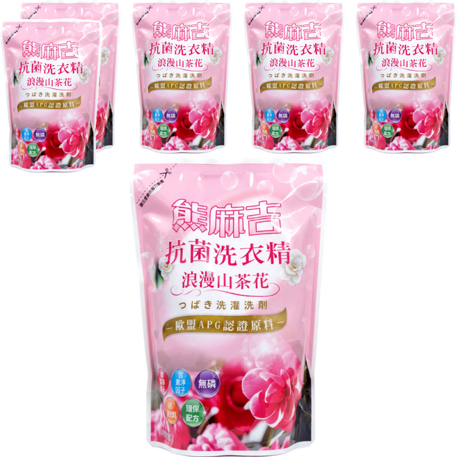 熊麻吉 抗菌洗衣精 補充包 浪漫山茶花, 1.8kg, 6包