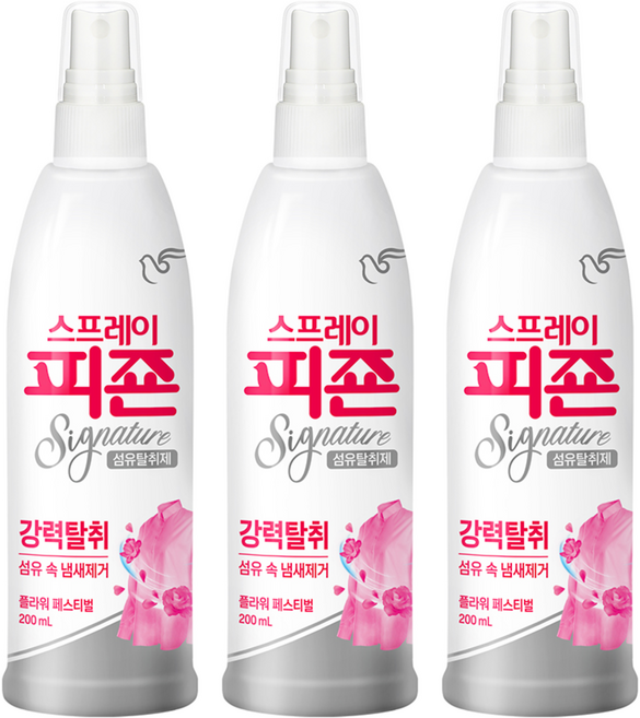 피죤스프레이형 섬유탈취제 강력탈취 시그니처 본품 플라워 페스티벌, 200ml, 3개