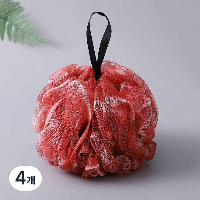 블랙조인 고급형 부드러운 그라데이션 대왕 샤워볼, 레드, 4개