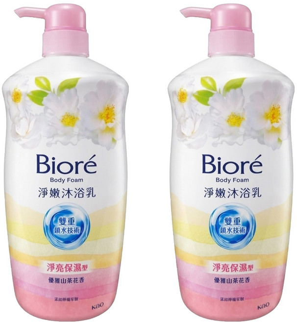 Biore 蜜妮 淨嫩沐浴乳 山茶花 淨亮保濕, 1kg, 2瓶