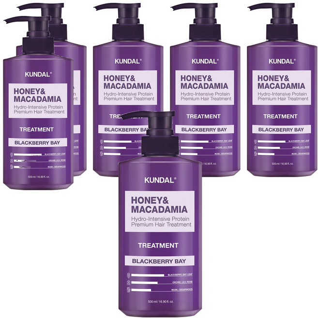 쿤달 허니 앤 마카다미아 헤어 트리트먼트 블랙베리베이향, 500ml, 6개